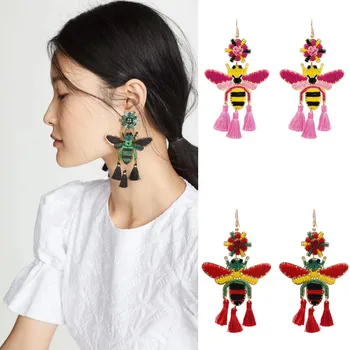 Bohemian Handmade Bead Jewelry for Women Thread Tassel Chain Fringe Long Earrings Cute Crystal Insect Bee Fashion Earring Brinco
Bohemian Handmade Bead Jewelry for Women Thread Tassel Chain Fringe Long Earrings Cute Crystal Insect Bee Fashion Earring Brinco