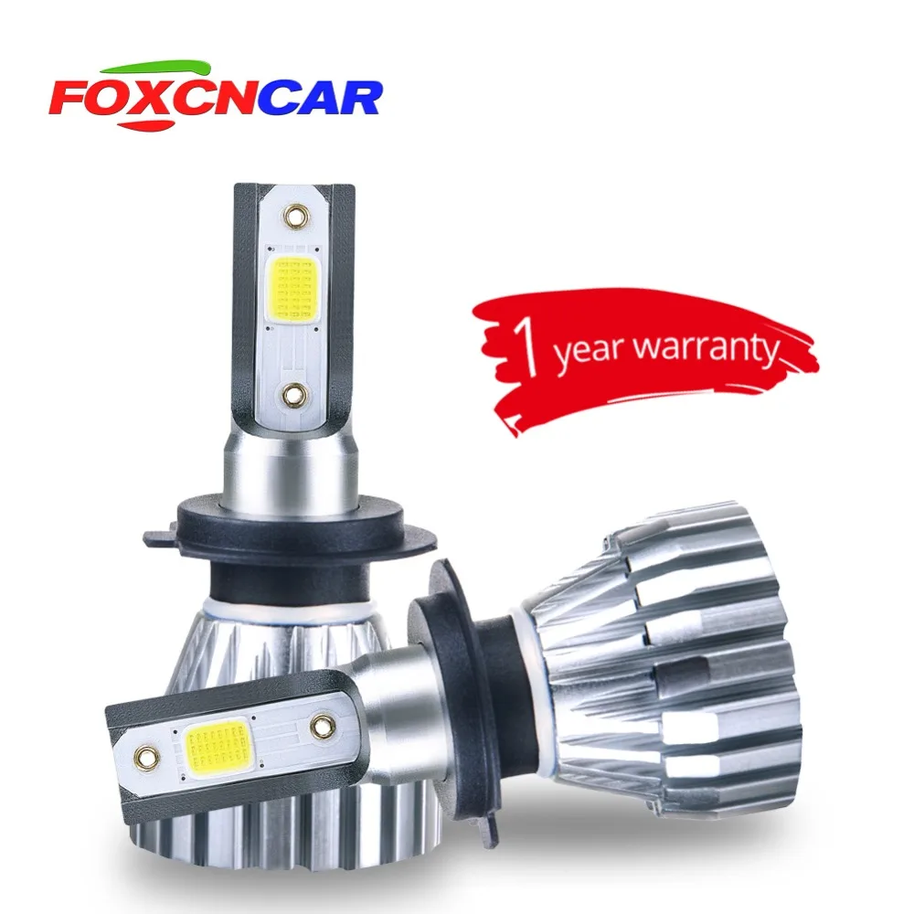 

Foxcncar LED 6500K H4 H7 4300K Car Headlight H1 H3 H11 H8 H9 9005 9006 HB3 HB4 auto lamp faro moto Fanless 5000LM 50W DC 12V 24V