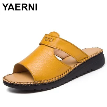YAERNI Women slippers women sandals handmade genuine leather wedges casual female shoes summer sandals girl slippers
YAERNI Women slippers women sandals handmade genuine leather wedges casual female shoes summer sandals girl slippers