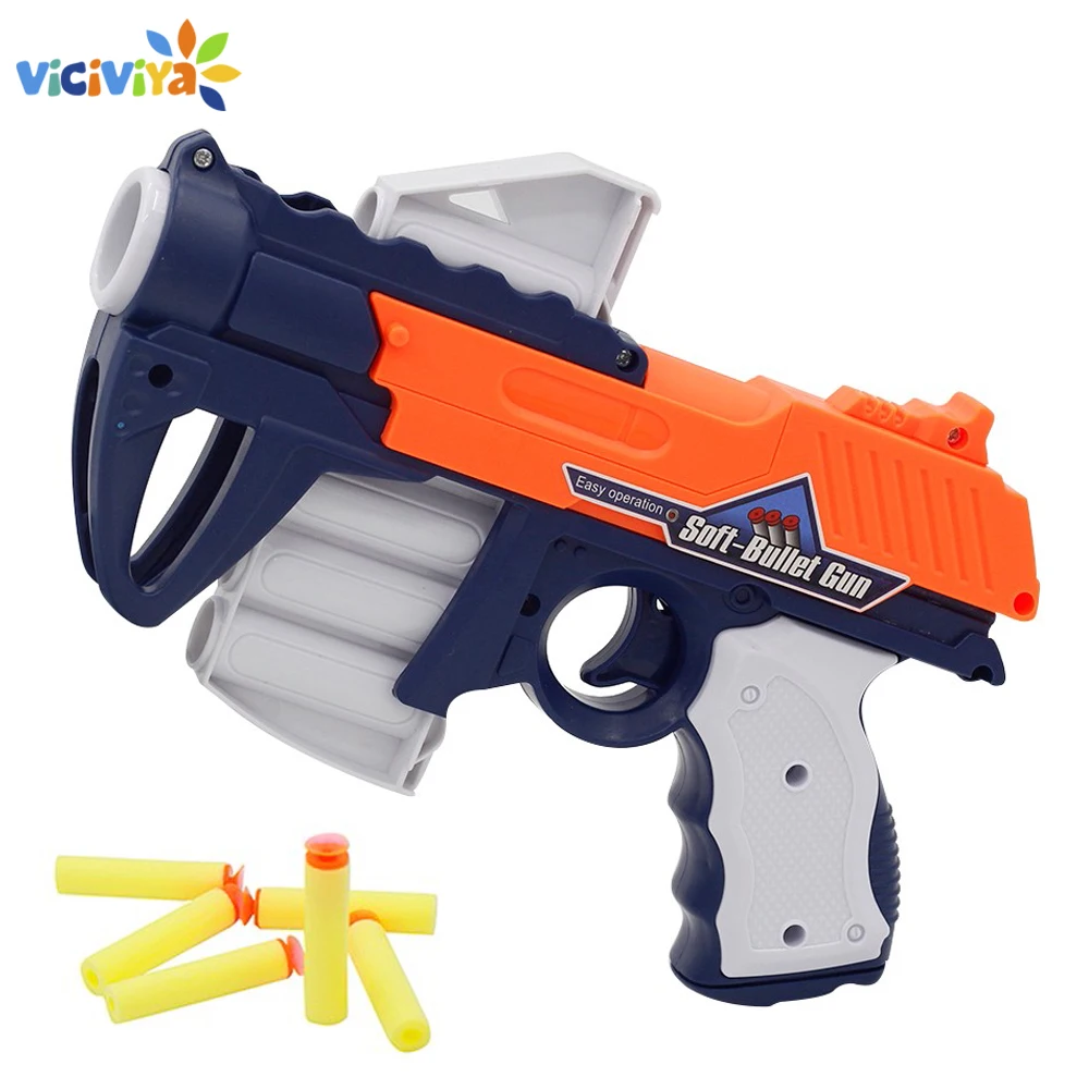 Outdoor Kids Toy 6 Shot Manual Soft Bullet Gun Suit for Nerf Bullets long Range Toy Pistol Dart Blaster Toys
Outdoor Kids Toy 6 Shot Manual Soft Bullet Gun Suit for Nerf Bullets long Range Toy Pistol Dart Blaster Toys