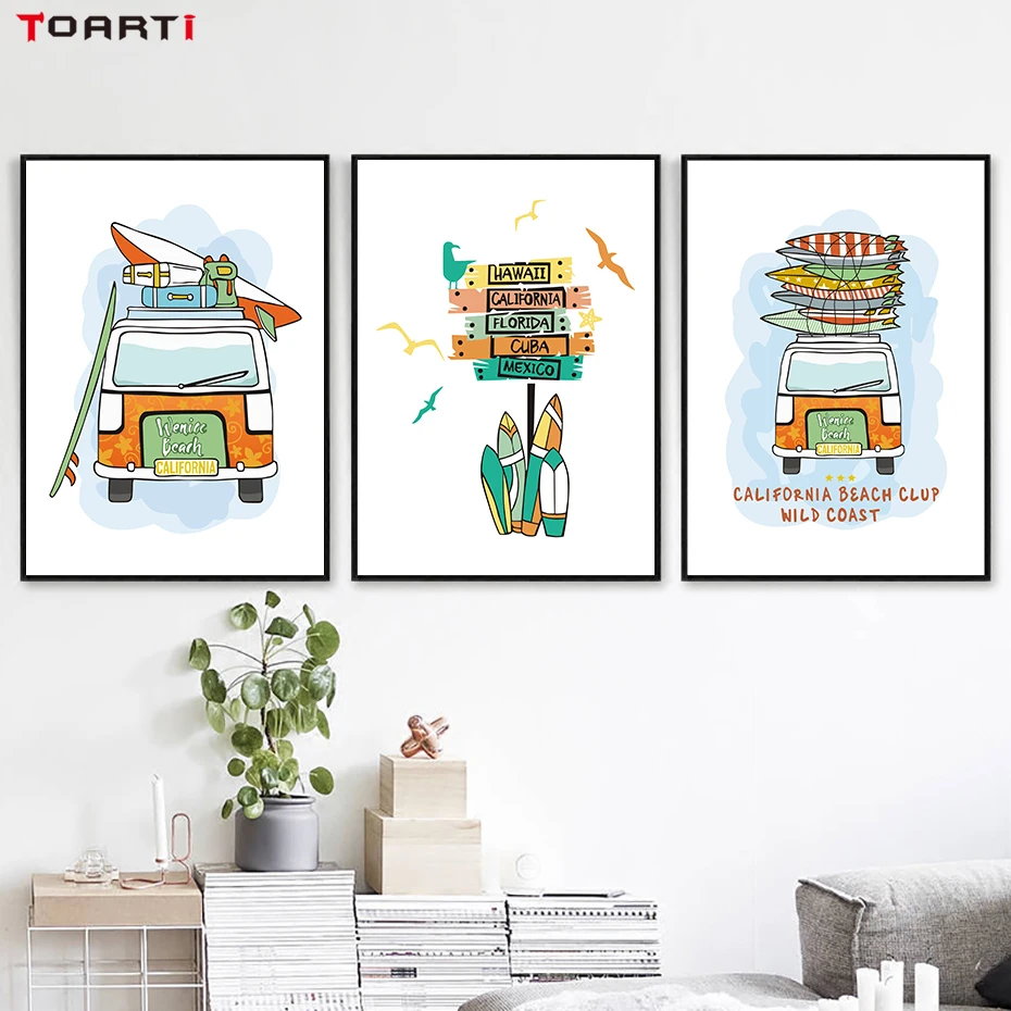 Cartoon Car Vacation Surf Tourism Wall Art Canvas Poster And Print Canvas Painting Pictures For Modern Child Room Decoration
Cartoon Car Vacation Surf Tourism Wall Art Canvas Poster And Print Canvas Painting Pictures For Modern Child Room Decoration