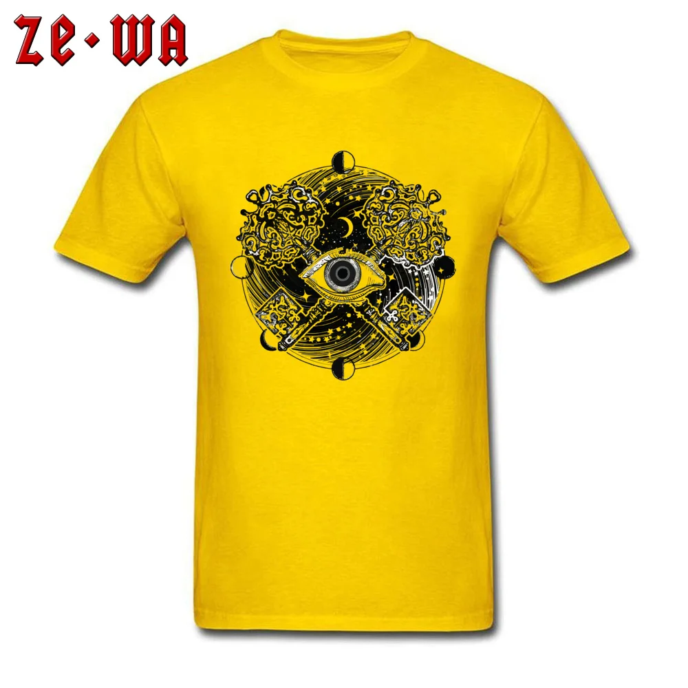 Freemasonry Eye of Providence Tops Shirts Special Crewneck Custom Short Sleeve 100% Cotton Men T-Shirt Group Top T-shirts Freemasonry Eye of Providence yellow