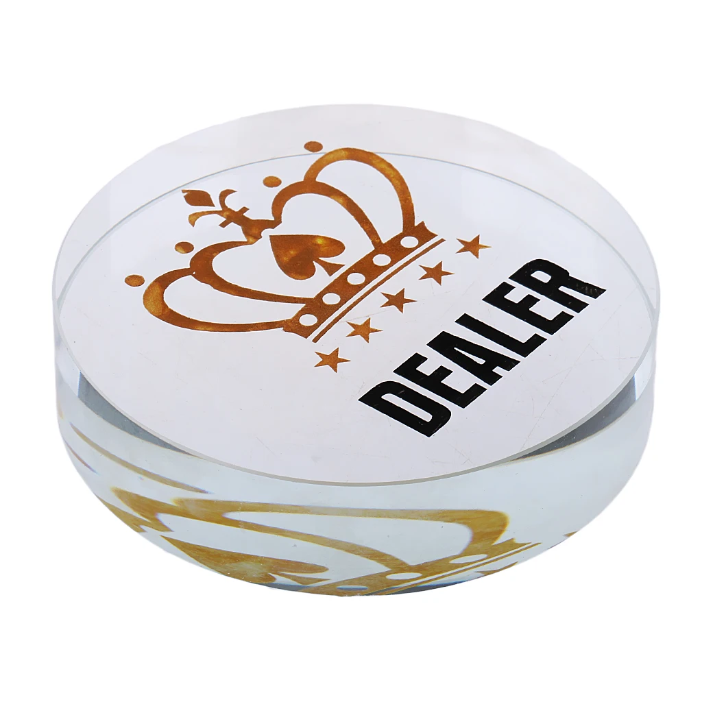 2 Pieces Chip Dealer Button for Casino Tool Poker Game Accessory Transparent Poker Tournaments Prop