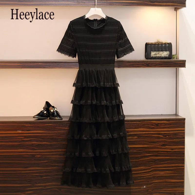 5xl plus size Elegant Cascading Ruffles Mesh Chiffon Dress 2019 Summer Short Sleeve Cake Dresses Casual Cute Lace black Dress
5xl plus size Elegant Cascading Ruffles Mesh Chiffon Dress 2019 Summer Short Sleeve Cake Dresses Casual Cute Lace black Dress
