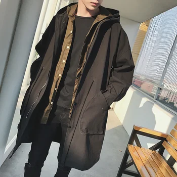 2019 Newest Men's Fashion trend Tide outerwear Hat trench Mid-Long Windbreaker Loose Casual Black Color long Coats
2019 Newest Men's Fashion trend Tide outerwear Hat trench Mid-Long Windbreaker Loose Casual Black Color long Coats