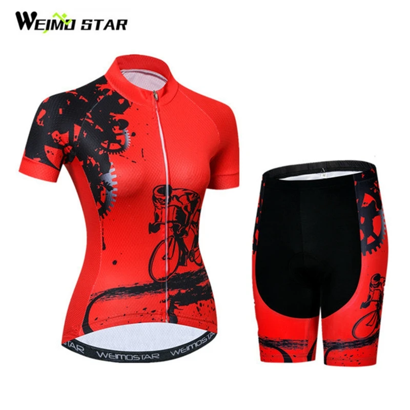 

Red Women Cycling Jersey Shorts Set pro team Bicycle Cycling Clothing Summer Quick Dry mtb Bike Jersey bib short Ropa Ciclismo