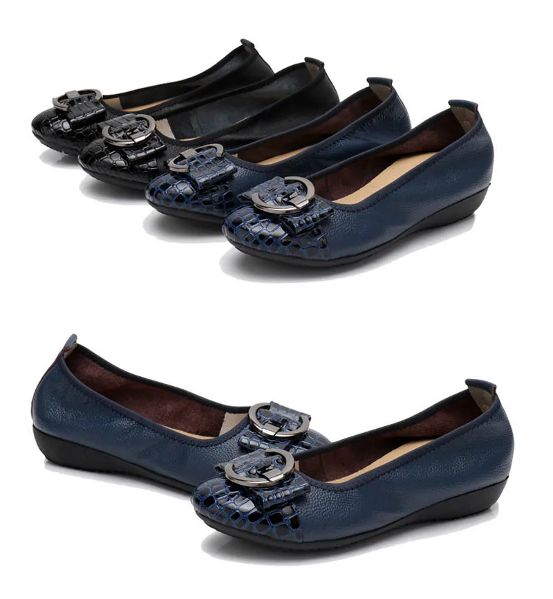 Genuine leather Sequined Comfortable Ballerina Flats Leisure Elegant Lady Work Shoes Large Size 43 Shallow Mouth Ballet Loafers (22)