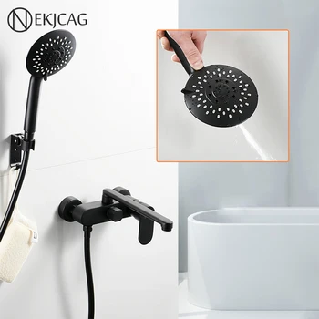 360 Rotate Black Shower Set Household Brass Mixing Valve Bathroom Shower Swivel Wall Mount Bathtub Faucet
360 Rotate Black Shower Set Household Brass Mixing Valve Bathroom Shower Swivel Wall Mount Bathtub Faucet
