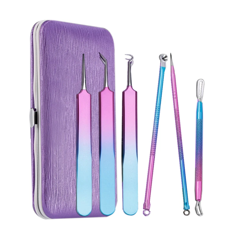 NEW 6pcs Acne cleaning tool purple beauty tool care kit Stainless steel Remove Blackhead Set
NEW 6pcs Acne cleaning tool purple beauty tool care kit Stainless steel Remove Blackhead Set