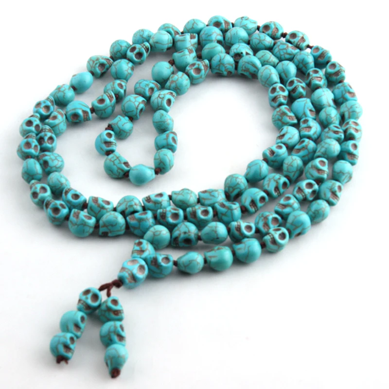 Free Shipping Bohemian Jewelry Blue Long Knotted Tibetan Buddhism 108 bone Skull Heads Prayer Bead Mala Necklace
Free Shipping Bohemian Jewelry Blue Long Knotted Tibetan Buddhism 108 bone Skull Heads Prayer Bead Mala Necklace