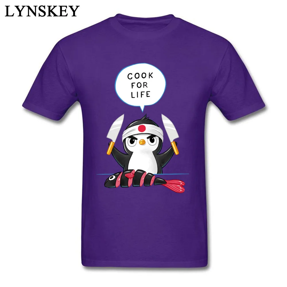 100% Cotton Tops T Shirt Penguin Chef for Men Normal T Shirts Casual 2017 Hot Sale Round Collar Short Sleeve Sweatshirts Penguin Chef purple