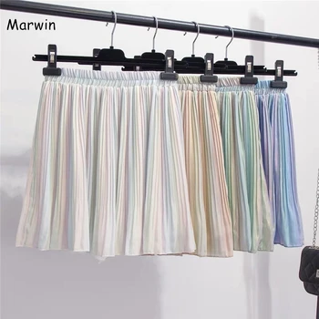 Marwin 2019 New-Coming Summer Gradient Stripes Laser Pleated Skirt A-line Rainbow High Street Style Chiffon Knee-Length Skirts
Marwin 2019 New-Coming Summer Gradient Stripes Laser Pleated Skirt A-line Rainbow High Street Style Chiffon Knee-Length Skirts
