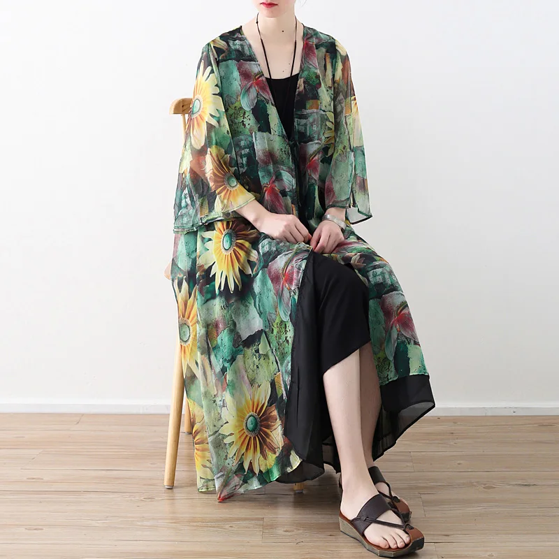 Johnautre Women's Print Loose Long loose Trench Coats Vintage 2019 Summer New V-Neck Three Quarter Sleeve Chiffon Coats
Johnautre Women's Print Loose Long loose Trench Coats Vintage 2019 Summer New V-Neck Three Quarter Sleeve Chiffon Coats