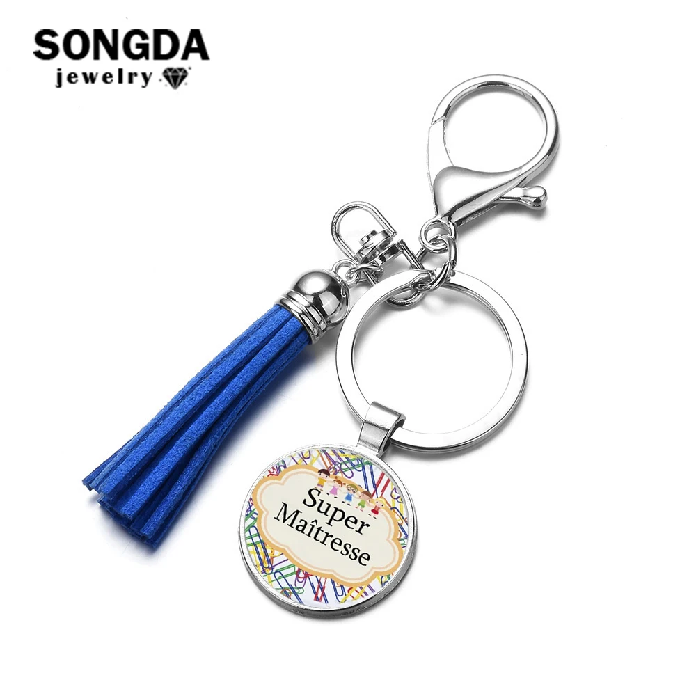 SONGDA Creative "Super Maitresse" Tassel Keychain Merci Maitresse Art Photo Glass Gem Bag Key Ring Holder for Teacher's Day Gift
SONGDA Creative "Super Maitresse" Tassel Keychain Merci Maitresse Art Photo Glass Gem Bag Key Ring Holder for Teacher's Day Gift