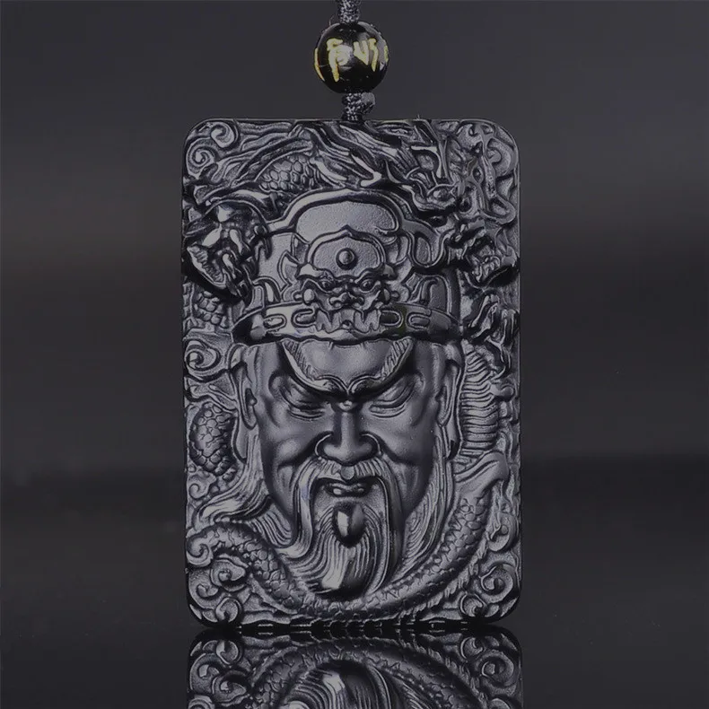 Natural Black Obsidian Dragon GuanGong Necklace Pendant Hand-Carved Lucky Amulet Pendant Men's Jewelry With Free Beads Chain
Natural Black Obsidian Dragon GuanGong Necklace Pendant Hand-Carved Lucky Amulet Pendant Men's Jewelry With Free Beads Chain