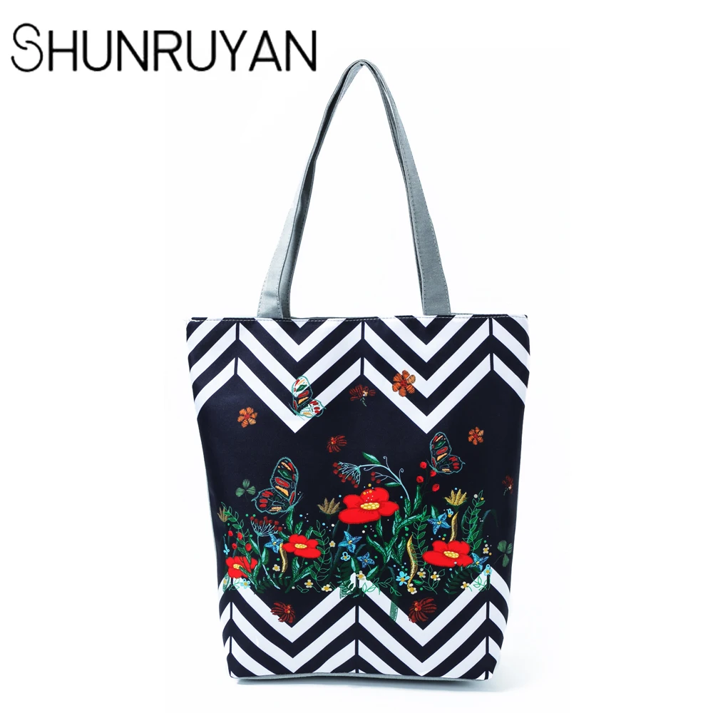 SHUNRUYAN Fashion Creative Butterfly Print Single Shoulder Bag Women's Striped Flower Tote Bag Large Capacity Shopping Bag
SHUNRUYAN Fashion Creative Butterfly Print Single Shoulder Bag Women's Striped Flower Tote Bag Large Capacity Shopping Bag