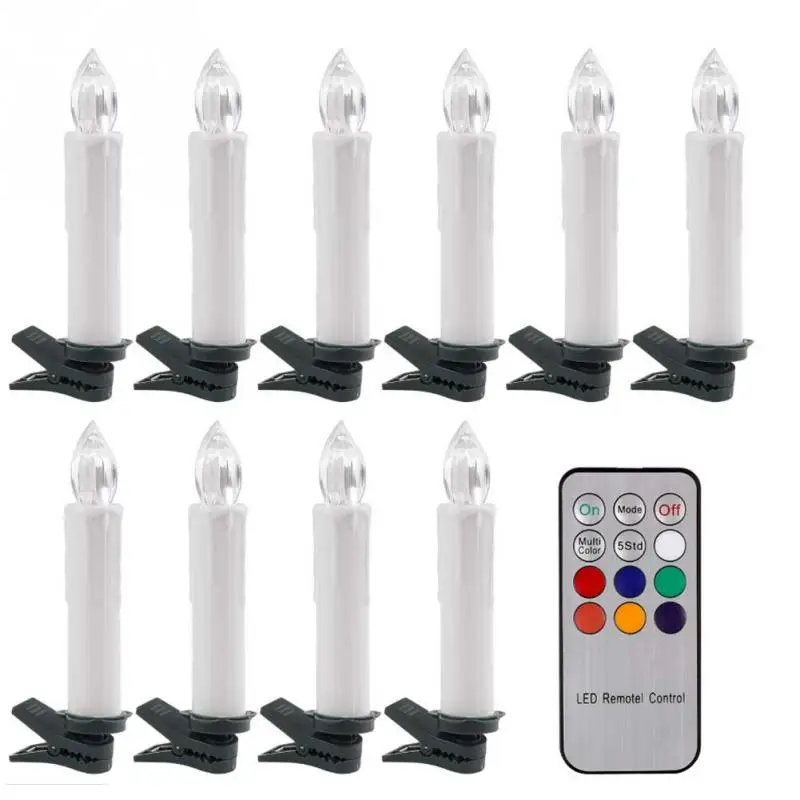 Image 10pc LED Battery Operated Flickering Taper Candles Tea Light Remote Control ABS
