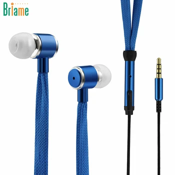 Briame Shoelaces Earphone Stereo Sound Metal Bass Headphones Headset Music Earpieces