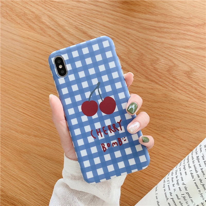 Cute Cherry Phone Case For iphone 6 6s 7 8 plus Case For iphone XR X XS Max Back Cover Fashion Grid pattern Soft Cases Matte
Cute Cherry Phone Case For iphone 6 6s 7 8 plus Case For iphone XR X XS Max Back Cover Fashion Grid pattern Soft Cases Matte