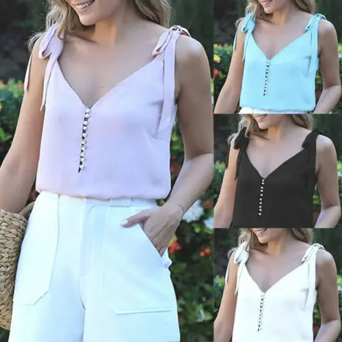 Womens Summer Strappy Vest Top Sleeveless Shirt Blouse Casual Loose Tank Tops 
Womens Summer Strappy Vest Top Sleeveless Shirt Blouse Casual Loose Tank Tops
