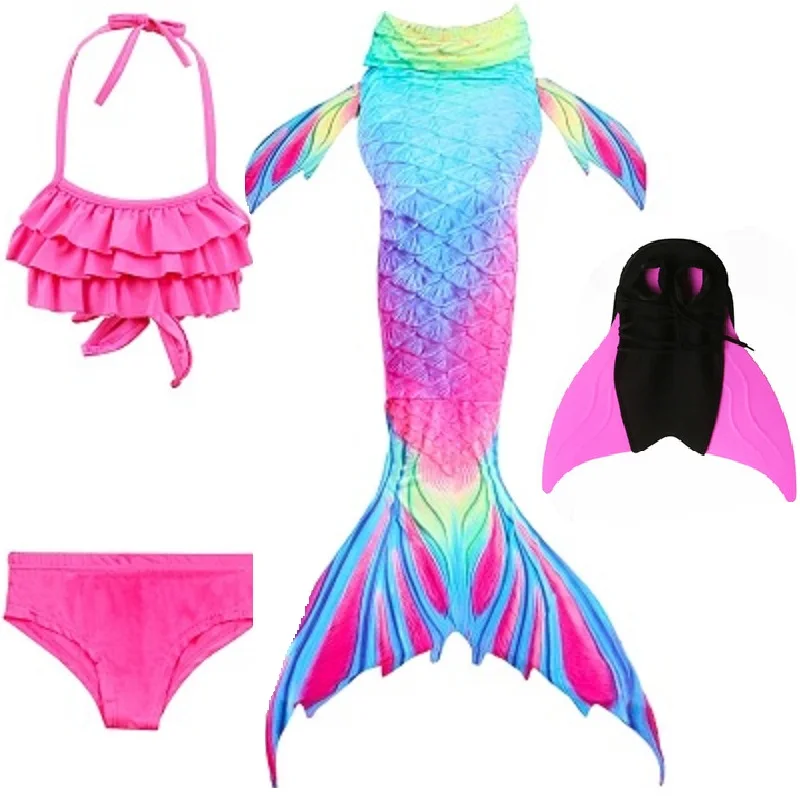 

Hot Fancy Mermaid tails with/No Fins Monofin Flipper mermaid swimming tails for Kids Girls Summer Beach Wear Swimsuits