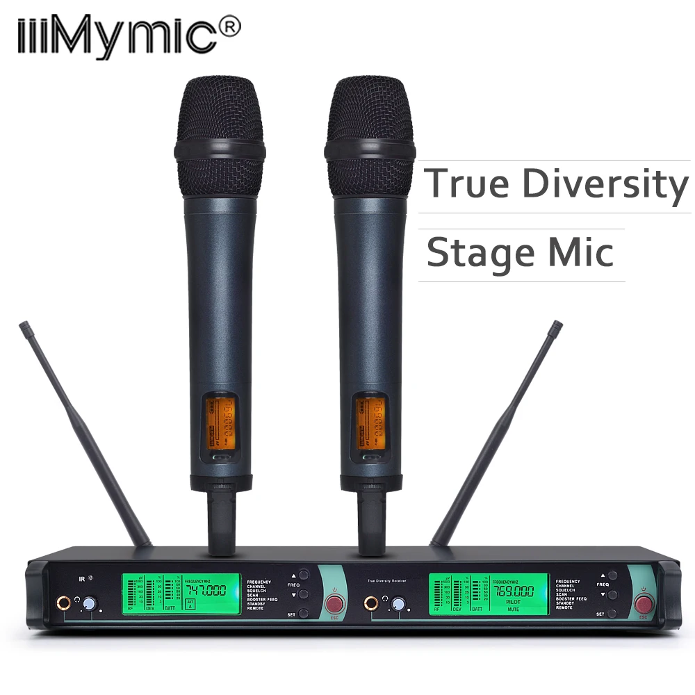 

Professional UHF/PLL Wireless Microphone System 2500 True diversity Dual Handheld Transmitter Mic Microfone For Stage Live Show