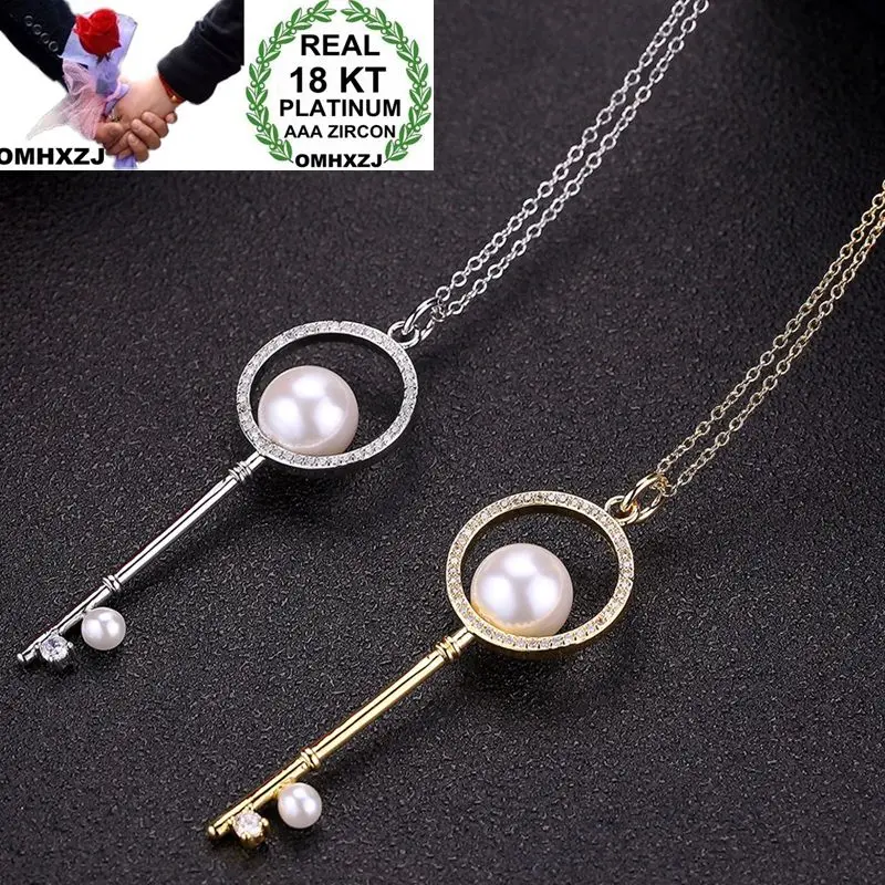 OMHXZJ Wholesale Personality Fashion OL Woman Party Gift Key Pearl AAA Zircon 18KT Gold White Gold Charm Pendant Necklace CH81
OMHXZJ Wholesale Personality Fashion OL Woman Party Gift Key Pearl AAA Zircon 18KT Gold White Gold Charm Pendant Necklace CH81