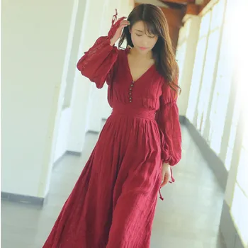Autumn New Long-sleeved Dress Pleated High Waist Retro Court Style Red Dress Fashion Casual V-neck Ladies Party Dress
Autumn New Long-sleeved Dress Pleated High Waist Retro Court Style Red Dress Fashion Casual V-neck Ladies Party Dress