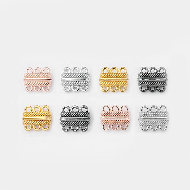 5pcs 2 Row 3 Holes Fasteners Magnetic Clasps Slider Clasp Buckles Tubes For Bracelet Necklace End Connector Jewelry Findings
5pcs 2 Row 3 Holes Fasteners Magnetic Clasps Slider Clasp Buckles Tubes For Bracelet Necklace End Connector Jewelry Findings