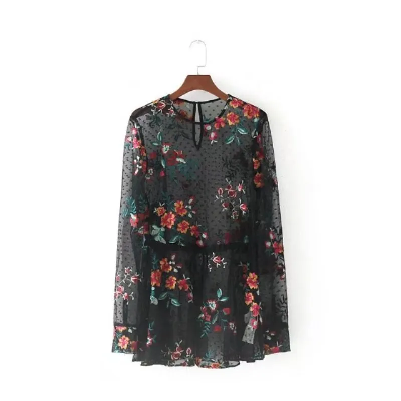 Women Transparent Shirt Embroidery Sexy Mesh Blouse with Dots Long Sleeve O-Neck Sheer Tops Fashion 2017 Camisa Feminina
Women Transparent Shirt Embroidery Sexy Mesh Blouse with Dots Long Sleeve O-Neck Sheer Tops Fashion 2017 Camisa Feminina