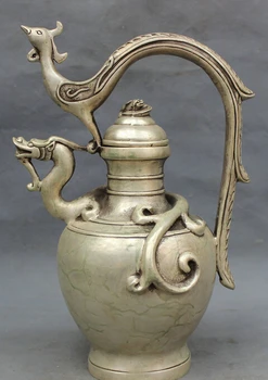 USPS to USA S1442 12" Chinese Silver Dragon Phoenix Statue Royal Palace Flagon Wine Pot Teapot
USPS to USA S1442 12" Chinese Silver Dragon Phoenix Statue Royal Palace Flagon Wine Pot Teapot