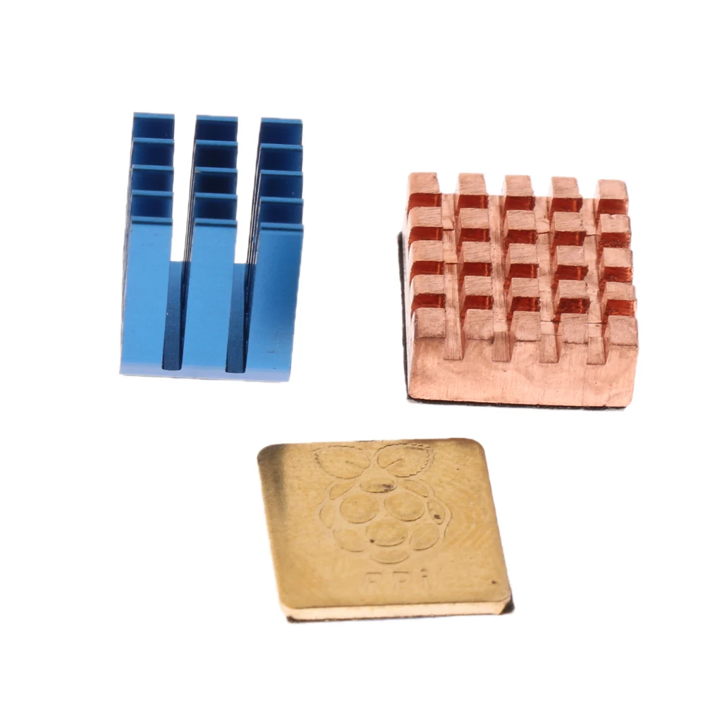3Pcs Cooling Copper Heatsinks Kit Cooler & Adhesive Tape for Raspberry Pi 3 Copper Heat sink Cooler