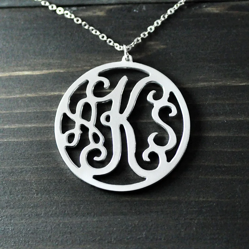 Image New Personalized Necklace  personalized jewelry 925 Sterling Silver 3 letters Name Necklace Monogram Initial Necklace monogram