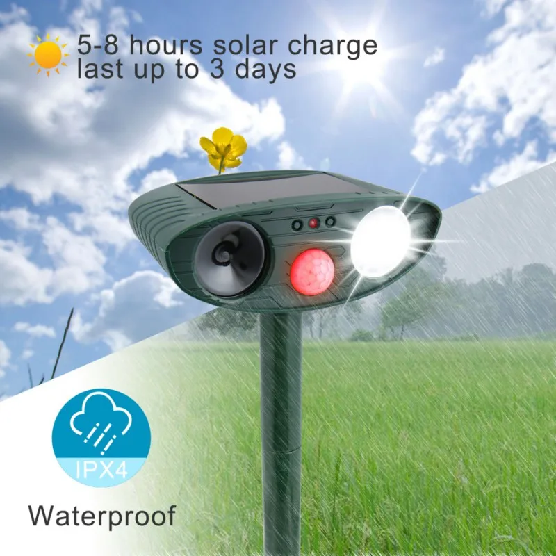 Solar Animal Drive Outdoor Ultrasonic Infrared Light Flash Drive Dog And Cat Ultrasonic Multi-Function Bird Repeller
Solar Animal Drive Outdoor Ultrasonic Infrared Light Flash Drive Dog And Cat Ultrasonic Multi-Function Bird Repeller