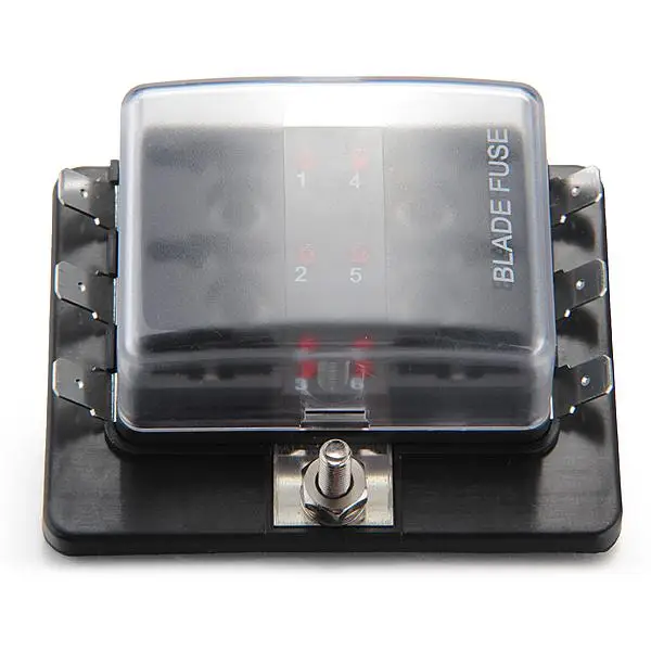 6 way/10 Way Blade Fuse Box Holder with LED Warning Light for Car Boat Marine Trike 12V 24V M size
6 way/10 Way Blade Fuse Box Holder with LED Warning Light for Car Boat Marine Trike 12V 24V M size