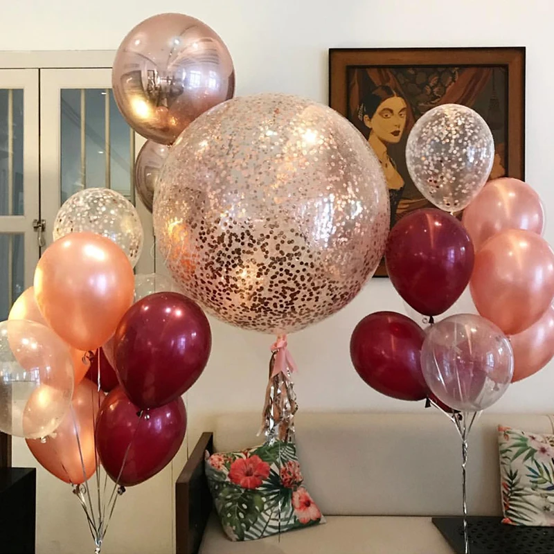 Wine Red Rose Gold Latex Balloons Wedding Party Decoration Champagne Gold Confetti Balloons Birthday Ballon Party Decor
Wine Red Rose Gold Latex Balloons Wedding Party Decoration Champagne Gold Confetti Balloons Birthday Ballon Party Decor