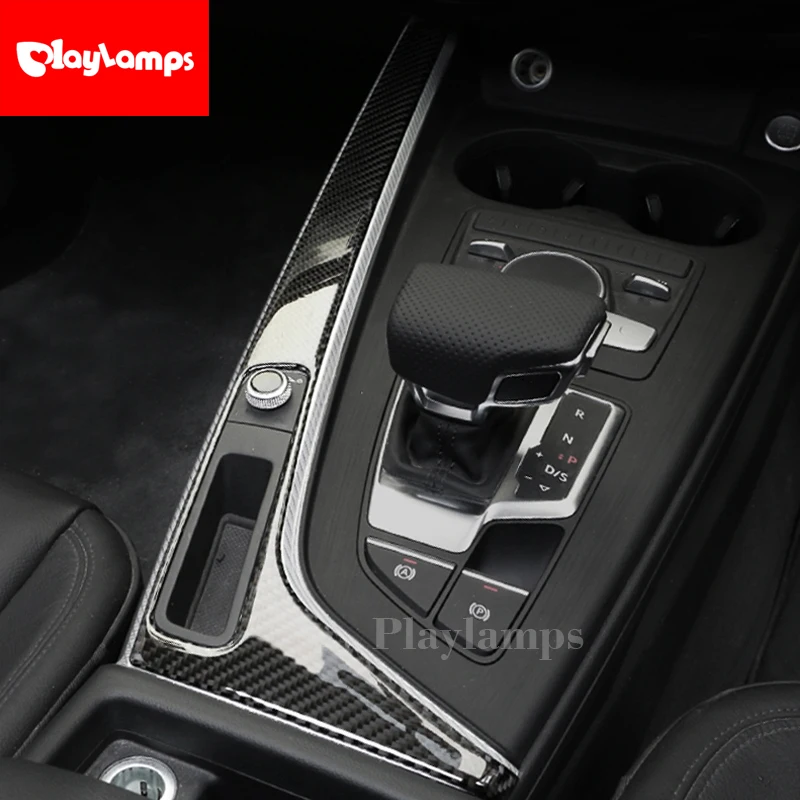 Carbon Fiber car interior accessories Gear Control Strips Cover Stickers For Audi A4 B9 2017 2018 styling | Автомобили и
