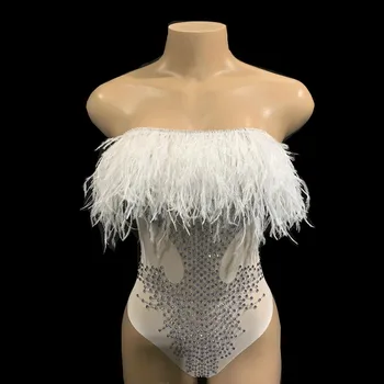 Sexy White Feather Bust Rhinestones Tassel Bodysuit Women's Birthday Dance Outfit Nightclub Female Singer Show Leotard DJ DS 
Sexy White Feather Bust Rhinestones Tassel Bodysuit Women's Birthday Dance Outfit Nightclub Female Singer Show Leotard DJ DS