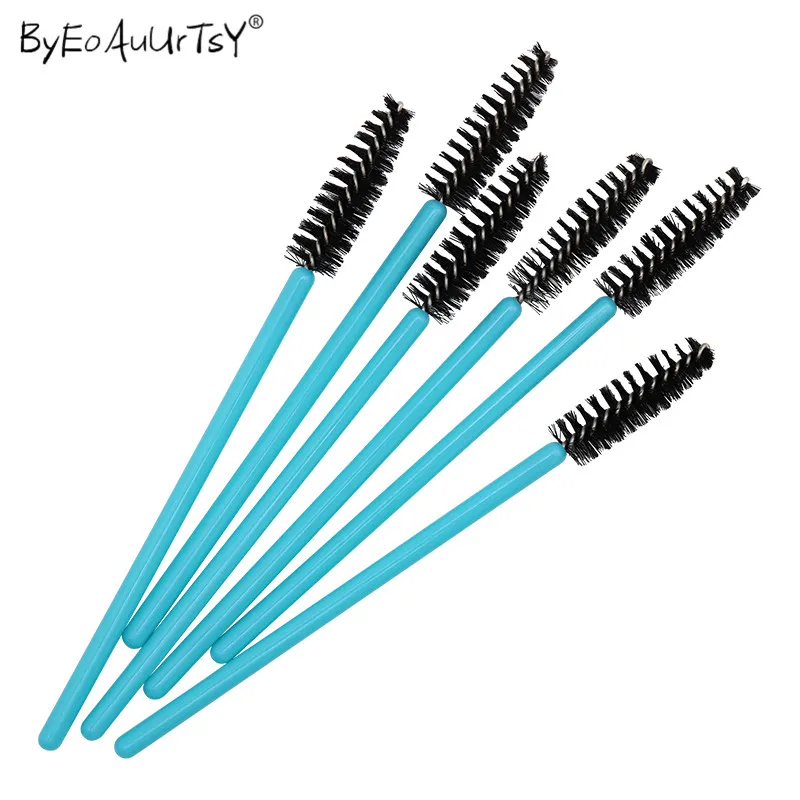 Makeup Brushes 50Pcslot Disposable Eyelash Brushes Lash Extension Mascara Applicator Wand Eyes Lip Cosmetics Brushes Blue (9)