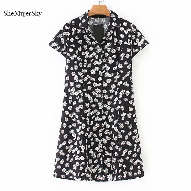SheMujerSky Black Women Shirt Dress Turn-down Collar Daisy Print Mini Dress Short Sleeve Summer Woman Dresses 2019 vestidos
SheMujerSky Black Women Shirt Dress Turn-down Collar Daisy Print Mini Dress Short Sleeve Summer Woman Dresses 2019 vestidos