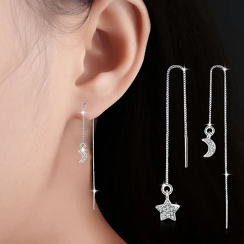 925 Sterling Silver Earring Chain Micro Zirconia Asymmetrical Star Moon Long Tassel Earrings For Women oorbellen S-E614
925 Sterling Silver Earring Chain Micro Zirconia Asymmetrical Star Moon Long Tassel Earrings For Women oorbellen S-E614