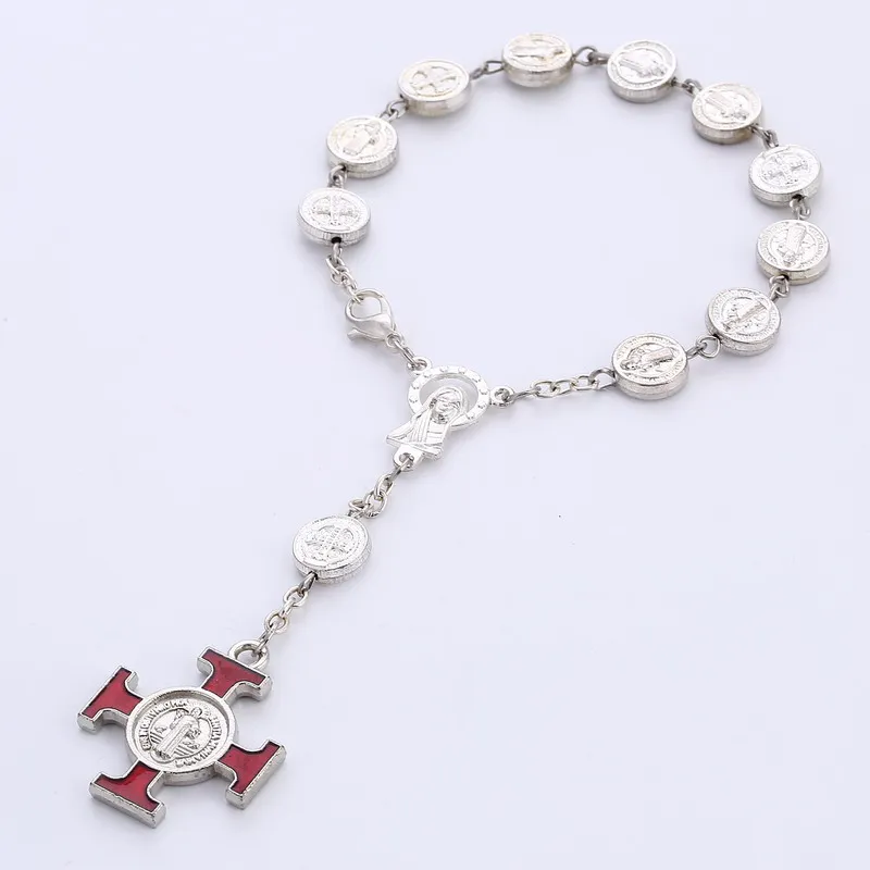 Antique Silver Plated 9mm Beads Adjustable Rosary Bracelet Crucifix Cross St. Benedict Saint Catholic Gift
Antique Silver Plated 9mm Beads Adjustable Rosary Bracelet Crucifix Cross St. Benedict Saint Catholic Gift