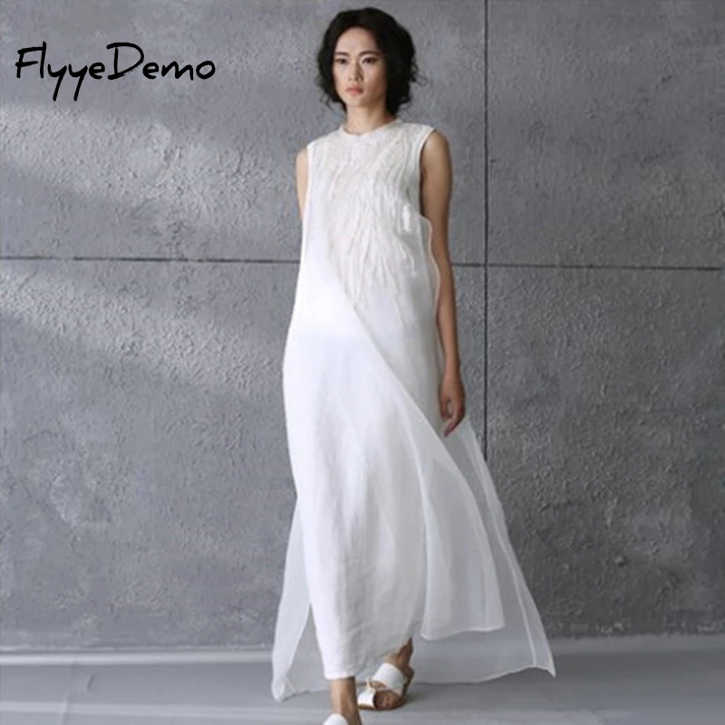 2019 Summer Women Organza White Embroidery A-line Long Dress Linen Elegant O-neck Vestidos Asymmetrical Solid Loose Dresses
2019 Summer Women Organza White Embroidery A-line Long Dress Linen Elegant O-neck Vestidos Asymmetrical Solid Loose Dresses