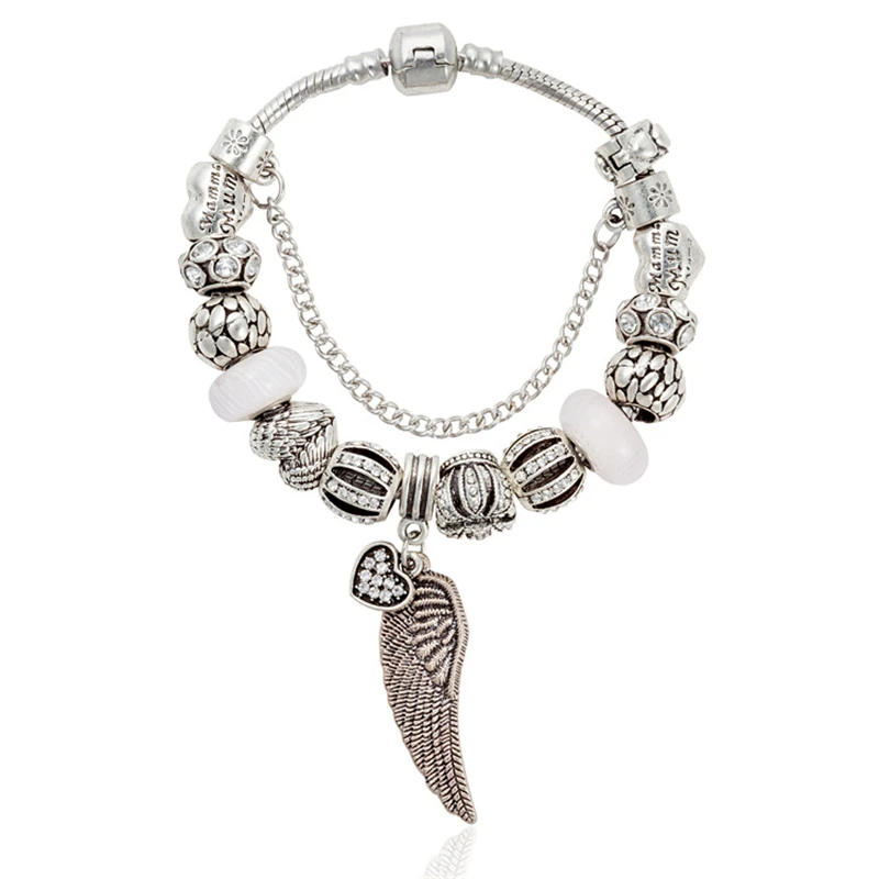 2019 Silver Plated wing heart pendant Fashion Elegant Charm Pandora Bracelets & Bangles with white Chamilia Beads For Women
2019 Silver Plated wing heart pendant Fashion Elegant Charm Pandora Bracelets & Bangles with white Chamilia Beads For Women