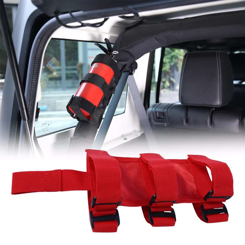 

2pc Roll Bar Fire Extinguisher Holder Oxford straps For Jeep Wrangler CJ JK TJ YJ Automobile Adjustable Fire Extinguisher Holder