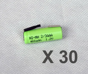 30PCS 1.2V 2/3AAA rechargeable battery 400mah 2/3 AAA ni-mh nimh cell with tab pins for electric shaver razor cordless phone
30PCS 1.2V 2/3AAA rechargeable battery 400mah 2/3 AAA ni-mh nimh cell with tab pins for electric shaver razor cordless phone