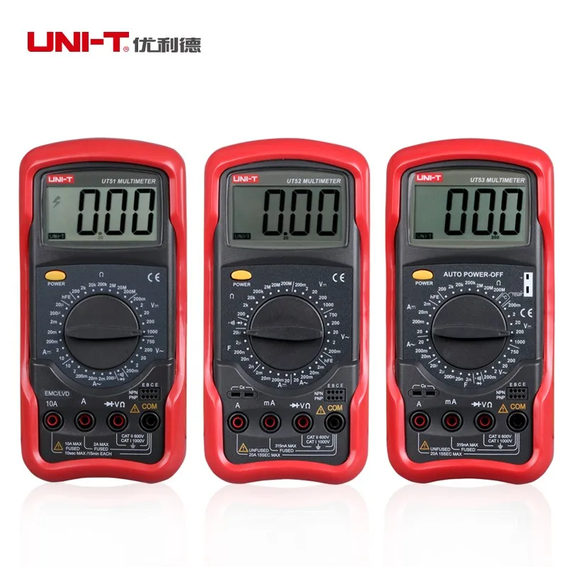 LCD Digital Multimeter AC DC Ohm Ammeter Voltmeter Tester Meter UT53 Standard Digital Multimerer With Measuring Temperature
LCD Digital Multimeter AC DC Ohm Ammeter Voltmeter Tester Meter UT53 Standard Digital Multimerer With Measuring Temperature