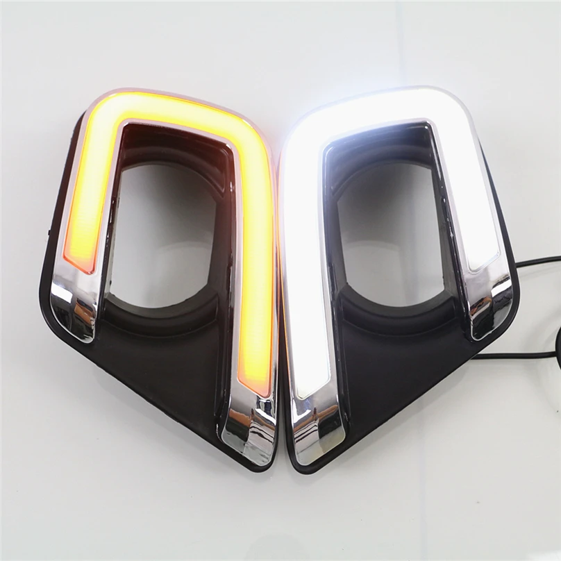 2Pcs car-styling For Fiat Freemont 2014 2015 2016 2017 LED DRL Daytime driving Running Light Daylight 12v with turn signal lamp |