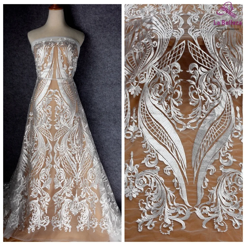 La Belleza bridal lace fabric off white fashion lace fabric polyester on mesh embroidery lace fabric
La Belleza bridal lace fabric off white fashion lace fabric polyester on mesh embroidery lace fabric