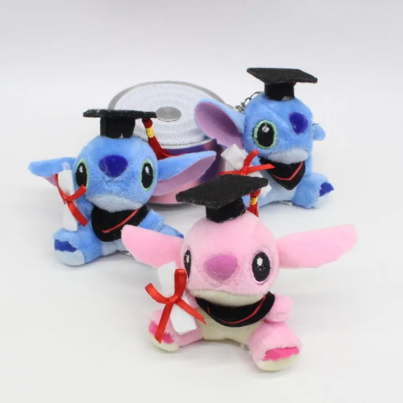 New PhD Stitch Plush Keychain Toys Cute Movie Cartoon BluePink Sitting Stitch Pendants Dolls 7cm 20pcslot (2)